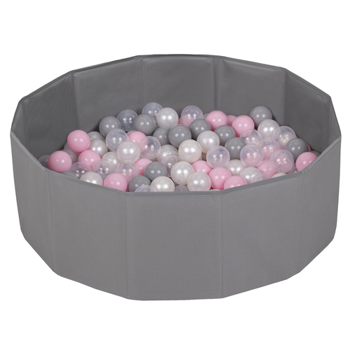 children colourfull foldable ballpit plastic balls, gray:pearl/gray/transparent/powder pink, 300 balls