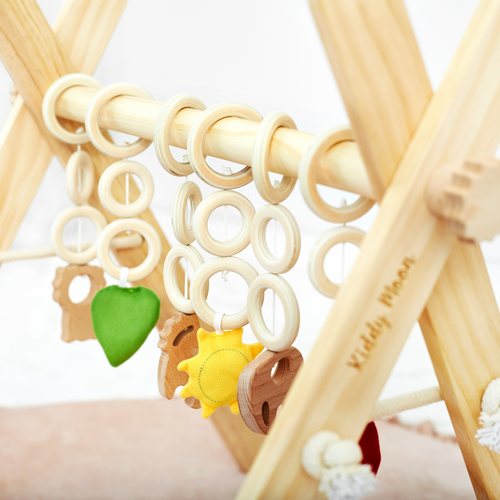 KiddyMoon Wooden Baby Gym for Newborns BT-001, Natural, UNI