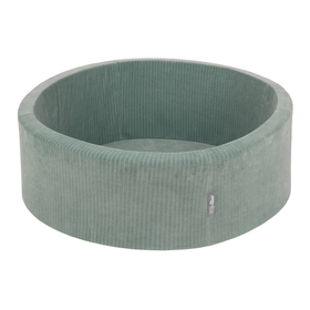 KiddyMoon Foam Ball Pit For Kids Round 90x30cm Baby Soft & Safe Toy, green: pastel blue/pastel yellow/white/mint/powder pink, 90x30cm/100 balls