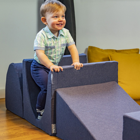 KiddyMoon Foam Playground for Kids Obstacle Course for Children Montessori Toy for Babies Soft Construction Blocks Element, Halfshaft/Ramp/Step, Certified Made in The EU, darkblue:-, Multi-Size
