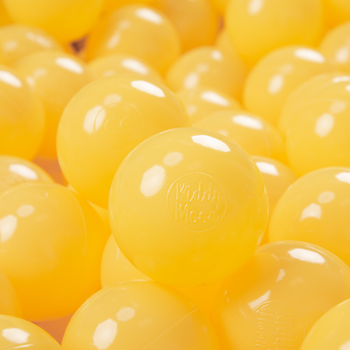 KiddyMoon Soft Plastic Play Balls ∅ 7cm/2.75in Mono-colour certified Made in EU, yellow, 200 Balls/7cm-2.75in
