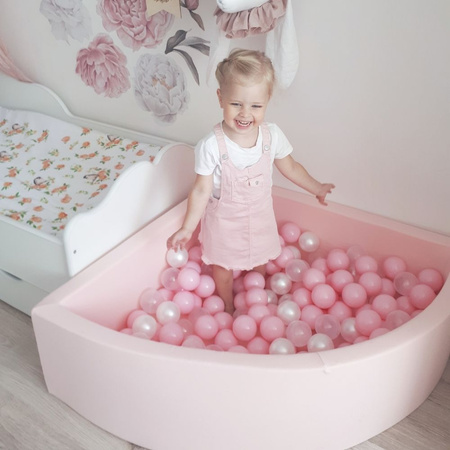 KiddyMoon Soft Plastic Play Balls ∅ 7cm/2.75in Multi-colour Made in EU, light pink/transparent, 100 Balls/7cm-2.75in