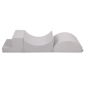 KiddyMoon Foam Playground for Kids Obstacle Course for Children Montessori Toy for Babies Soft Construction Blocks Element, Halfshaft/Ramp/Step, Certified Made in The EU, lightgrey:-, Multi-Size