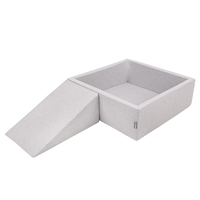 KiddyMoon Foam Playground for Kids with Square Ball pit ( ∅ 7cm/2.75In) Soft Obstacles Course and Ball Pool, Certified Made In The EU, lightgrey:white/grey/mint, Ballpit (200 Balls) + Wedge