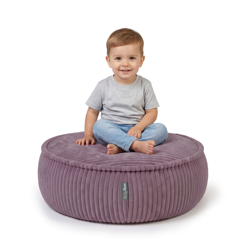 KiddyMoon Kids’ Foam Pouffe with Removable Cover, purple, L