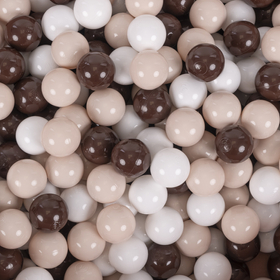KiddyMoon Baby Foam Ball Pit with Balls ∅ 7cm / 2.75in Made in EU, Coffee: white/pastel beige/brown, 90x30cm/200 balls