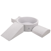 KiddyMoon Foam Playground for Kids with Round Ballpit ( ∅ 7cm/2.75In) Soft Obstacles Course and Ball Pool, Certified Made In The EU, lightgrey:powderpink/pearl/transparent, Ballpit (300 Balls) + Version 4