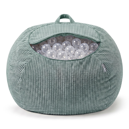KiddyMoon Bean Bag for Children 2-in-1 Storage for Toys 80x80x50cm, zielony