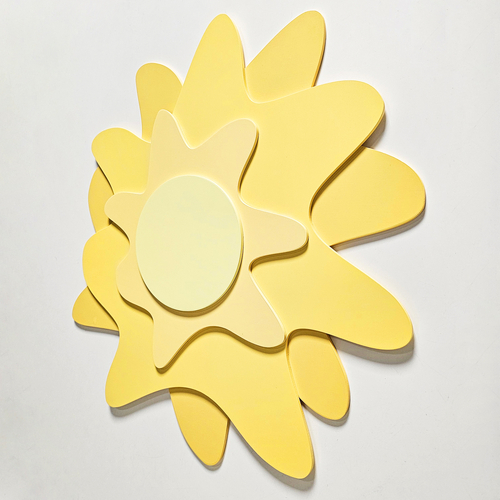 KiddyMoon wall decor kids room nursery wood mdf multiple shapes 3D, sun: yellow, UNI