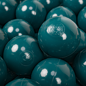 KiddyMoon Soft Plastic Play Balls ∅ 7cm/2.75in Mono-colour certified Made in EU, dark turquoise, 200 Balls/7cm-2.75in
