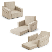 KiddyMoon Folding Children's Foam Armchair 2-in-1 Convertible Sofa for Kids, beige, UNI