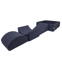 KiddyMoon Foam Playground for Kids with Square Ballpit ( ∅ 7cm/2.75In) Soft Obstacles Course and Ball Pool, Certified Made In The EU, darkblue:lgreen/yellow/turquoi/orange/dpink/purple, Ballpit (200 Balls) + Version 4