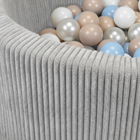 KiddyMoon Ball Pit for Baby and Toddler, Soft Play Ball Pit, 90 x 30 cm with 200 Balls, Soft Foam Ball Pool, Ribbed Washable Cover, Light Grey: Pastel Beige/Pastel Blue/White/Pearl, 90 x 30 cm / 200 Balls