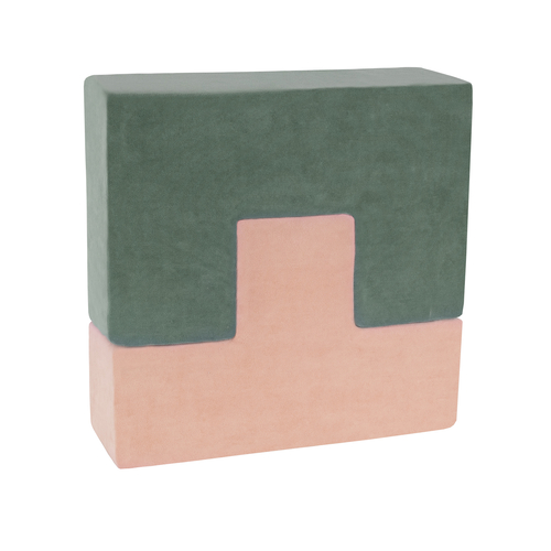 KiddyMoon Soft Foam Cubes with Velvet Cover Building Blocks for Children, laguna blue-forest green-desert pink-ice blue, 9 Pieces