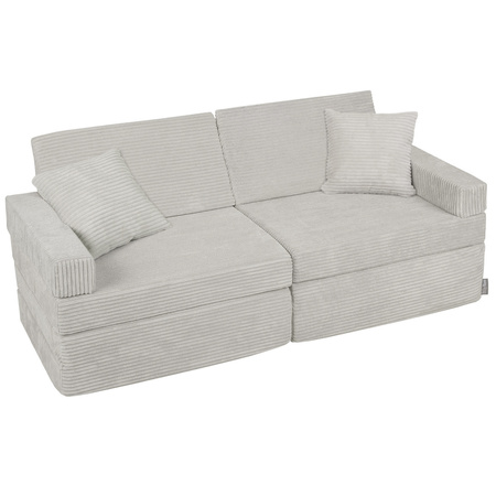 KiddyMoon Foam Sofa for Children Multifunctional Mattress Armchair Kids Foldable Bed Folding Toddler Couch Chair for Playroom Bedroom Living Room, light grey, Sofa with 2 Pillows