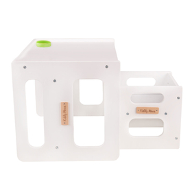 KiddyMoon Wooden Table with Chair for Kids TC-001, White