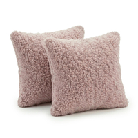 KiddyMoon Set Of Two Square Pillows Teddy Fleece Nursery Cushions, pink, 2 Pillows