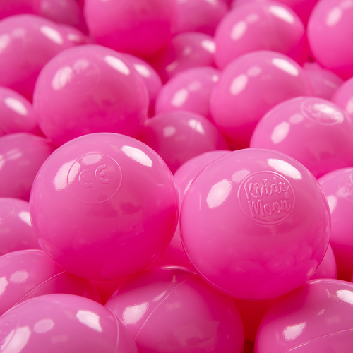 KiddyMoon Soft Plastic Play Balls ∅ 7cm/2.75in Mono-colour certified Made in EU, pink, 300 Balls/7cm-2.75in
