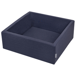 KiddyMoon Baby Foam Ball Pit with Balls ∅ 7cm / 2.75in Square Made in EU, dark blue