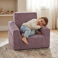 KiddyMoon Folding Children's Foam Armchair 2-in-1 Convertible Sofa for Kids, purple, UNI