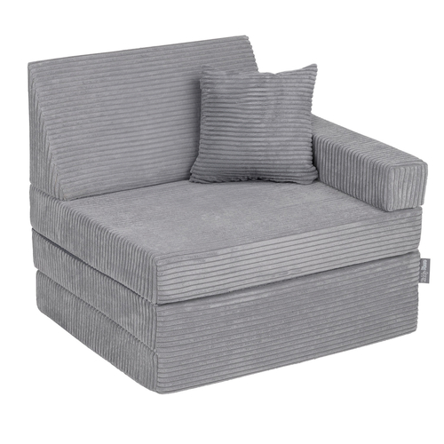 KiddyMoon Armchair Kids Foldable Children Multifunctional Foam Mattress Sofa Bed Folding Toddler Couch Chair for Playroom Bedroom Living Room, dark grey, Armchair with Pillow
