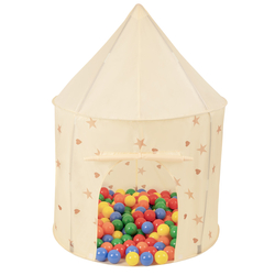 Play Tent For Kids Pavilion Playhouse Children Easy To Assemble Play Tent For Babies and Toddlers Pop up Play For Indoor And Outdoor, light beige: yellow/green/blue/red/orange, 100x130cm/100 balls