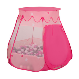 Play Tent For Kids Castle Baby Playhouse For Children With Colorful Balls Pop Up Perfect For Indoor And Outdoor Easy Set Up Includes Carry Bag, pink:white/grey/mint/powder pink, 105x90cm/100 balls
