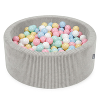 KiddyMoon Ball Pit for Baby and Toddler, Soft Play Ball Pit, 90 x 30 cm with 200 Balls, Soft Foam Ball Pool, Ribbed Washable Cover, Light Grey: Pas Blue/Pas Yellow/White/Mint/Lig Pink, 90 x 30 cm / 200 Balls
