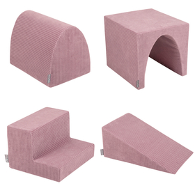 KiddyMoon Foam Playground For Kids Soft Textured Safe Blocks, purple: pastel blue/perle/powder pink/white, Ballpit (300 Balls) + Version 3