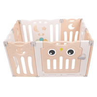 Playpen Box Foldable for Children with Plastic Colourful Balls, white-pink:yellow/green/blue/red/orange, 6 + 2 Panels/100 Balls