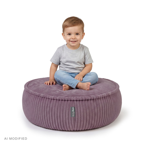 KiddyMoon Kids’ Foam Pouffe with Removable Cover, light grey, L