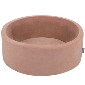 KiddyMoon Soft Ball Pit Round ∅ 7cm / 2.75In for Kids, Foam Velvet Ball Pool Baby Playballs, Made In The EU, desert pink:pastel beige/copper/pearl, 90x30cm/200 balls