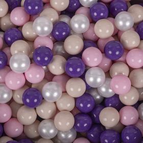 KiddyMoon Soft Plastic Play Balls ∅ 7cm/2.75in Multi-colour Made in EU, pastel beige/light pink/pearl/purple, 700 Balls/7cm-2.75in