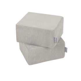 KiddyMoon Set of Two Poufs For Children's Soft, Lightweight and Multifunctional Seats Ribbed Fabric Removable Covers Ideal for Play and Relaxation, light grey, Pouf/Pouf