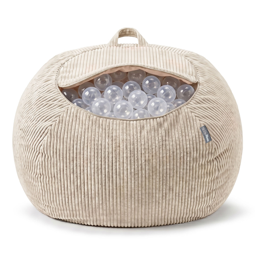 KiddyMoon Bean Bag for Children 2-in-1 Storage for Toys 80x80x50cm, beżowy