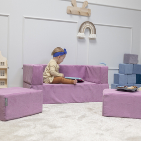 KiddyMoon Children's Foam Sofa with Wedge and Play Balls Set for Play Soft Perfect for Kids Room Lightweight Learning Relaxation Removable Covers Easy Cleaning, purple, Sofa/Wedge