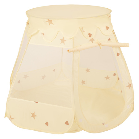 Pop Up Play Tent Castle House Shell Plastic Balls For Kids, Light Beige: Pastel Beige/Pastel Blue/White, 105x90cm/300 balls