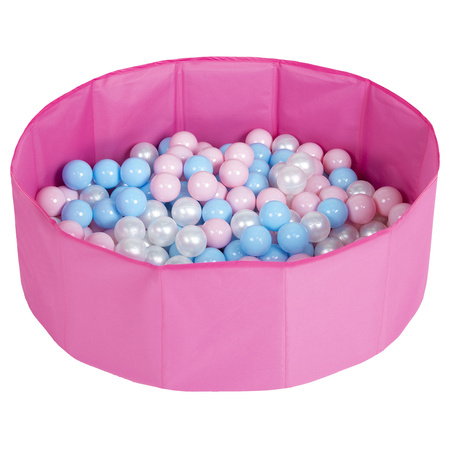 children colourfull foldable ballpit plastic balls, pink:babyblue/powderpink/pearl, 300 balls