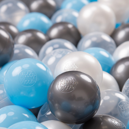 KiddyMoon Soft Plastic Play Balls β
7cm/2.75in Multi-colour Made in EU, transparent/silver/pearl/babyblue, 200 Balls/7cm-2.75in