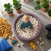KiddyMoon Ball Pit for Baby and Toddler, Soft Play Ball Pit, 90 x 30 cm with 200 Balls, Soft Foam Ball Pool, Ribbed Washable Cover, Purple: Past Blue/Past Yellow/White/Mint/Lig Pink, 90 x 30 cm / 200 Balls