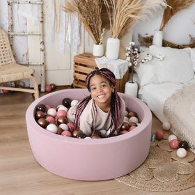 KiddyMoon Baby Foam Ball Pit with Balls 7cm /  2.75in Certified made in EU, Autumn:  Brown/ Copper/ Pastel Beige/ Salmon