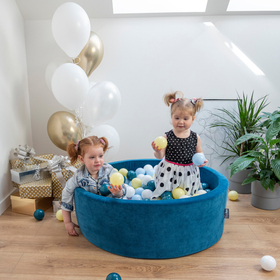 KiddyMoon Soft Plastic Play Balls ∅ 7cm/2.75in Mono-colour certified Made in EU, pastel blue, 300 Balls/7cm-2.75in