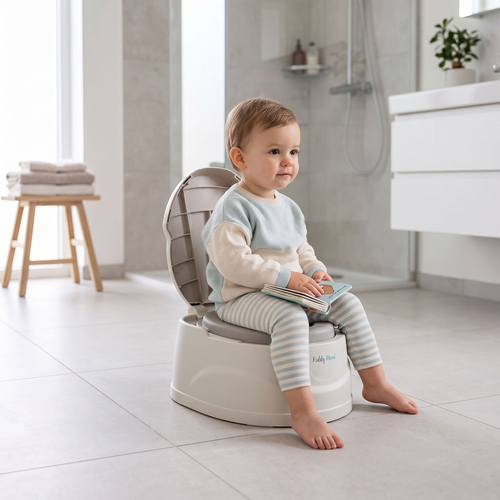 KiddyMoon Potty Training Chair for Toddlers with Step Stool and Lockable Lid, Beige, UNI