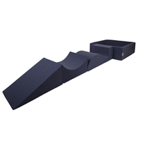 KiddyMoon Foam Playground for Kids with Square Ballpit ( ∅ 7cm/2.75In) Soft Obstacles Course and Ball Pool, Certified Made In The EU, darkblue:white/grey/mint, Ballpit (200 Balls) + Version 5