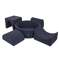 KiddyMoon Foam Playground for Kids with Round Ballpit ( ∅ 7cm/2.75In) Soft Obstacles Course and Ball Pool, Certified Made In The EU, darkblue:white/grey/mint, Ballpit (200 Balls) + Version 1