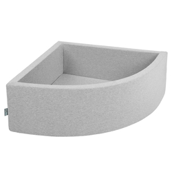 KiddyMoon Soft Ball Pit Quarter Angular ∅ 7cm / 2.75In for Kids, Foam Ball Pool Baby Playballs, Made In The EU, light grey, No balls