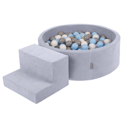 KiddyMoon Foam Playground For Kids Soft Textured Safe Blocks, ciemnoszary: szary-biały-babyblue