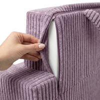 Foam armchair for kids convertible into bed, handle and side pockets, corduroy cover, purple, UNI