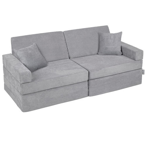 KiddyMoon Foam Sofa for Children Multifunctional Mattress Armchair Kids Foldable  Bed Folding Toddler Couch Chair for Playroom Bedroom Living Room, dark grey, Sofa with 2 Pillows