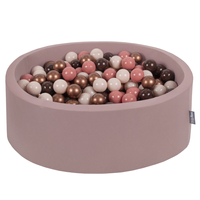 KiddyMoon Baby Foam Ball Pit with Balls ∅ 7cm / 2.75in Made in EU, Heather: brown/copper/pastel beige/salmon, 90x30cm/300 balls